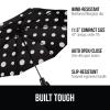imageGORILLA GRIP Strong Stick Umbrella for Rain Compact Travel OneClick Automatic Open Close Lightweight Portable US Designed Reinforced Fiberglass Ribs Wind Resistant Easy Collapse Cats DogsPolka Dots