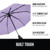 imageGORILLA GRIP Strong Stick Umbrella for Rain Compact Travel OneClick Automatic Open Close Lightweight Portable US Designed Reinforced Fiberglass Ribs Wind Resistant Easy Collapse Cats DogsPurple