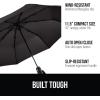 imageGORILLA GRIP Strong Stick Umbrella for Rain Compact Travel OneClick Automatic Open Close Lightweight Portable US Designed Reinforced Fiberglass Ribs Wind Resistant Easy Collapse Cats DogsBlack  Hunter Green