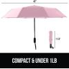 imageGORILLA GRIP Strong Stick Umbrella for Rain Compact Travel OneClick Automatic Open Close Lightweight Portable US Designed Reinforced Fiberglass Ribs Wind Resistant Easy Collapse Cats DogsPink