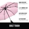 imageGORILLA GRIP Strong Stick Umbrella for Rain Compact Travel OneClick Automatic Open Close Lightweight Portable US Designed Reinforced Fiberglass Ribs Wind Resistant Easy Collapse Cats DogsPink