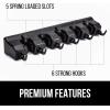 imageGORILLA GRIP Wall Mount Hook Fixture Also Includes Slots to Hold Mop Broom Tools Easy Install Organize Cleaners Tools Home Kitchen Garage 6 Hooks 5 Slots BlackBlack