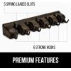 imageGORILLA GRIP Wall Mount Hook Fixture Also Includes Slots to Hold Mop Broom Tools Easy Install Organize Cleaners Tools Home Kitchen Garage 6 Hooks 5 Slots BlackBrown
