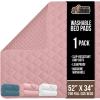 imageGORILLA GRIP Washable Underpads Waterproof Reusable Heavy Absorbency Incontinence Bed Pads Leak Proof Toddler Mattress Pad 52x34 Slip Resistant Protector for Bedwetting Adults and Kids WhitePink