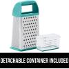 imageGORILLA GRIP XL 4Sided Cheese Grater With Container 100 BPAFree Stainless Steel Box Graters Parmesan Shredder Grate Cheeses Shred Veggies Slip Resistant Handle Dishwasher Safe Zester BlackTurquoise