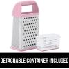 imageGORILLA GRIP XL 4Sided Cheese Grater With Container 100 BPAFree Stainless Steel Box Graters Parmesan Shredder Grate Cheeses Shred Veggies Slip Resistant Handle Dishwasher Safe Zester BlackPink