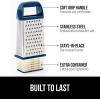 imageGORILLA GRIP XL 4Sided Cheese Grater With Container 100 BPAFree Stainless Steel Box Graters Parmesan Shredder Grate Cheeses Shred Veggies Slip Resistant Handle Dishwasher Safe Zester BlackBlue