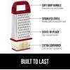 imageGORILLA GRIP XL 4Sided Cheese Grater With Container 100 BPAFree Stainless Steel Box Graters Parmesan Shredder Grate Cheeses Shred Veggies Slip Resistant Handle Dishwasher Safe Zester BlackRed