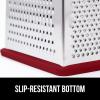 imageGORILLA GRIP XL 4Sided Cheese Grater With Container 100 BPAFree Stainless Steel Box Graters Parmesan Shredder Grate Cheeses Shred Veggies Slip Resistant Handle Dishwasher Safe Zester BlackRed
