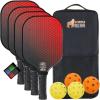 imageGorilla Gear USAPA Approved Pickleball Starter Set Fiberglass Paddles with Bag and Balls Indoor Outdoor Court Use Comfortable Racket Grip Oversized Sweet Spot Pickle Ball Paddle for Men WomenRed