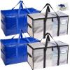 imageRUGGED RHINO Heavy Duty Extra Large Moving Bags 50lb Capacity Tote Durable Water and Puncture Resistant Winter Clothes Storage Totes for Moves Strong Carry Handles Zippers 2 Pack BlueTranslucentBlue