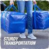 imageRUGGED RHINO Heavy Duty Extra Large Moving Bags 50lb Capacity Tote Durable Water and Puncture Resistant Winter Clothes Storage Totes for Moves Strong Carry Handles Zippers 2 Pack BlueTranslucentBlue
