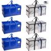imageRUGGED RHINO Heavy Duty Extra Large Moving Bags 50lb Capacity Tote Durable Water and Puncture Resistant Winter Clothes Storage Totes for Moves Strong Carry Handles Zippers 2 Pack BlueTranslucentBlue