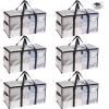 imageRUGGED RHINO Heavy Duty Extra Large Moving Bags 50lb Capacity Tote Durable Water and Puncture Resistant Winter Clothes Storage Totes for Moves Strong Carry Handles Zippers 2 Pack BlueTranslucent