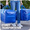 imageRUGGED RHINO Heavy Duty Extra Large Moving Bags 50lb Capacity Tote Durable Water and Puncture Resistant Winter Clothes Storage Totes for Moves Strong Carry Handles Zippers 2 Pack BlueTranslucent