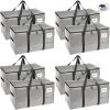 imageRUGGED RHINO Heavy Duty Extra Large Moving Bags 50lb Capacity Tote Durable Water and Puncture Resistant Winter Clothes Storage Totes for Moves Strong Carry Handles Zippers 2 Pack BlueSilver