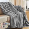 imageThe Connecticut Home Co Throw Blanket for Couch Soft Fluffy Room Decor Cozy Warm Throws for Bed Couches Gifts for Women Bedroom Cute Aesthetic Blankets Faux Fur and Sherpa 65x50 GraySilver Faux Fur