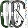 imageGORILLA GRIP 3 Inch Heavy Duty Aluminum Carabiner Clip Clips Holds 170lbs Rust ScratchResistant Mini Keychain Carabiners for Keys Small Ring Hooks Bag Backpack PurseBlackSilverHunter Green