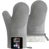 imageGORILLA GRIP BPAFree Soft Silicone Oven Mitts Heat Resistant and Waterproof Cooking Gloves Thick Cotton Lining Flexible Gripping for Baking Grilling Kitchen Potholders Set of 2 125x83 WhiteGray