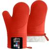 imageGORILLA GRIP BPAFree Soft Silicone Oven Mitts Heat Resistant and Waterproof Cooking Gloves Thick Cotton Lining Flexible Gripping for Baking Grilling Kitchen Potholders Set of 2 125x83 WhiteCoral