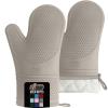imageGORILLA GRIP BPAFree Soft Silicone Oven Mitts Heat Resistant and Waterproof Cooking Gloves Thick Cotton Lining Flexible Gripping for Baking Grilling Kitchen Potholders Set of 2 125x83 WhiteAlmond