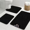 imageGORILLA GRIP Bathroom Rug Sets 3 Piece Bath Mat Set and Oval Toilet Base with Rubber Backing Plush Absorbent Shaggy Chenille Washable Mats Includes 24x195 24x17 and 30x20 Inch Rugs GreyBlack