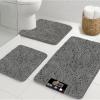 imageGORILLA GRIP Bathroom Rug Sets 3 Piece Bath Mat Set and Oval Toilet Base with Rubber Backing Plush Absorbent Shaggy Chenille Washable Mats Includes 24x195 24x17 and 30x20 Inch Rugs GreyGrey