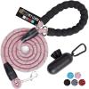 imageGORILLA GRIP Dog Leash Heavy Duty Reflective Rope Leashes for Large Medium Small Breed Dogs Puppy Training Essential for Walks Hikes Soft Handle Rotating Metal Clip Waste Bag Dispenser BlackPink
