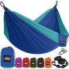 imageGORILLA GRIP Durable Portable Camping Hammock Holds 400lbs with Heavy Duty Tree Straps Comfortable Travel Swing Camp Hammocks Easy to Use and Install Outdoor Essentials Black 9x45 FTDark BlueLight Blue