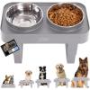 imageGORILLA GRIP Elevated Dog Bowls Stand 6 Cup Stainless Steel Food Bowl Set of 2 5 Height Adjustable Raised Feeding Station for Small Breed Puppy Dogs and Cats Medium Large Sized Pets Feeder BlackGray