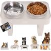 imageGORILLA GRIP Elevated Dog Bowls Stand 6 Cup Stainless Steel Food Bowl Set of 2 5 Height Adjustable Raised Feeding Station for Small Breed Puppy Dogs and Cats Medium Large Sized Pets Feeder BlackBeige