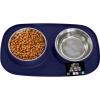 imageGORILLA GRIP Feeding Mat Set Patent Pending 100 Waterproof BPA Free Silicone Stainless Steel Cat and Dog Bowls Slip Resistant High Edges Catch Water Food US Designed Pet Accessories 1 Cup GrayNavy