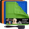 imageGORILLA GRIP Lick Mat for Dogs Deep Grooves for Dog and Cat Enrichment Toy Strong Suction Grip Freezer Safe BPA Free Silicone Licking Pad for Bath Grooming Nail Trimming Orange Purple 2 Pack BlackGreenOrangeRoyal Blue