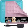 imageGORILLA GRIP Lick Mat for Dogs Deep Grooves for Dog and Cat Enrichment Toy Strong Suction Grip Freezer Safe BPA Free Silicone Licking Pad for Bath Grooming Nail Trimming Orange Purple 2 Pack TurquoisePink