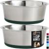 imageGORILLA GRIP Set of 2 Dog Bowls Heavy Duty Metal Food and Water Bowl for Feeding Dogs and Cats Dishwasher Safe Rust Resistant Stainless Steel BPA Free Rubber Base Holds 2 Cups 16 fl oz BlackHunter Green