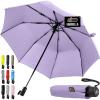 imageGORILLA GRIP Strong Stick Umbrella for Rain Compact Travel OneClick Automatic Open Close Lightweight Portable US Designed Reinforced Fiberglass Ribs Wind Resistant Easy Collapse Cats DogsPurple