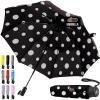 imageGORILLA GRIP Strong Stick Umbrella for Rain Compact Travel OneClick Automatic Open Close Lightweight Portable US Designed Reinforced Fiberglass Ribs Wind Resistant Easy Collapse Cats DogsPolka Dots