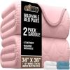 imageGORILLA GRIP Washable Underpads Waterproof Reusable Heavy Absorbency Incontinence Bed Pads Leak Proof Toddler Mattress Pad 52x34 Slip Resistant Protector for Bedwetting Adults and Kids WhitePink