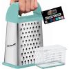 imageGORILLA GRIP XL 4Sided Cheese Grater With Container 100 BPAFree Stainless Steel Box Graters Parmesan Shredder Grate Cheeses Shred Veggies Slip Resistant Handle Dishwasher Safe Zester BlackMint