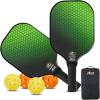 imageGorilla Gear USAPA Approved Pickleball Starter Set Fiberglass Paddles with Bag and Balls Indoor Outdoor Court Use Comfortable Racket Grip Oversized Sweet Spot Pickle Ball Paddle for Men WomenGreen