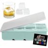 imageGorilla Grip Slow Melting Large Silicone Ice Cube Tray for Freezer Easy to Push 8 Giant Square Cubes Use for Cocktails Iced Coffee Water Bottle Frozen Puree Kitchen Bar Essentials 1 Pack BlackSeafoam