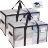 imageRUGGED RHINO Heavy Duty Extra Large Moving Bags 50lb Capacity Tote Durable Water and Puncture Resistant Winter Clothes Storage Totes for Moves Strong Carry Handles Zippers 2 Pack BlueTranslucent