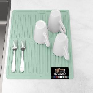 imageGORILLA GRIP 100 BPAFree Patented Silicone Dish Drying Mat for Kitchen Counter 18x16 Inch Water Catching Ribbed Design Easy Clean Waterproof Sink Liner Heat Resistant Fits Under Rack WhiteMint