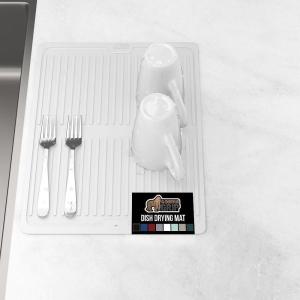 imageGORILLA GRIP 100 BPAFree Patented Silicone Dish Drying Mat for Kitchen Counter 18x16 Inch Water Catching Ribbed Design Easy Clean Waterproof Sink Liner Heat Resistant Fits Under Rack WhiteWhite