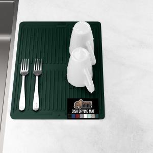 imageGORILLA GRIP 100 BPAFree Patented Silicone Dish Drying Mat for Kitchen Counter 18x16 Inch Water Catching Ribbed Design Easy Clean Waterproof Sink Liner Heat Resistant Fits Under Rack WhiteHunter Green