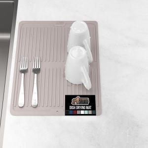imageGORILLA GRIP 100 BPAFree Patented Silicone Dish Drying Mat for Kitchen Counter 18x16 Inch Water Catching Ribbed Design Easy Clean Waterproof Sink Liner Heat Resistant Fits Under Rack WhiteAlmond