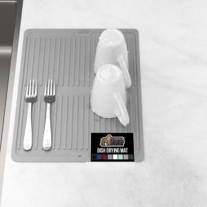 imageGORILLA GRIP 100 BPAFree Patented Silicone Dish Drying Mat for Kitchen Counter 18x16 Inch Water Catching Ribbed Design Easy Clean Waterproof Sink Liner Heat Resistant Fits Under Rack WhiteGray
