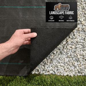 imageGORILLA GRIP 15 FT x 50 FT Powerful Weed Barrier Landscape Fabric Durable Tear Resistant Blocker Permeable UV Resistant Fabrics for Landscaping Outdoor Garden Bed Ground Mulch 32oz Woven5 oz  Felt