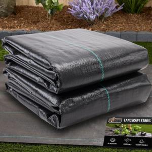 imageGORILLA GRIP 15 FT x 50 FT Powerful Weed Barrier Landscape Fabric Durable Tear Resistant Blocker Permeable UV Resistant Fabrics for Landscaping Outdoor Garden Bed Ground Mulch 32oz Woven32 oz