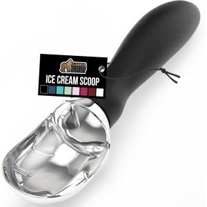 imageGORILLA GRIP BPAFree Heavy Duty Ice Cream Scoop Comfortable Ergonomic Handle Professional Grade Scooper for Perfect Round Scoops Spoon Frozen Hard Gelato Sorbet Cookie Dough Kitchen Tool BlackBlack